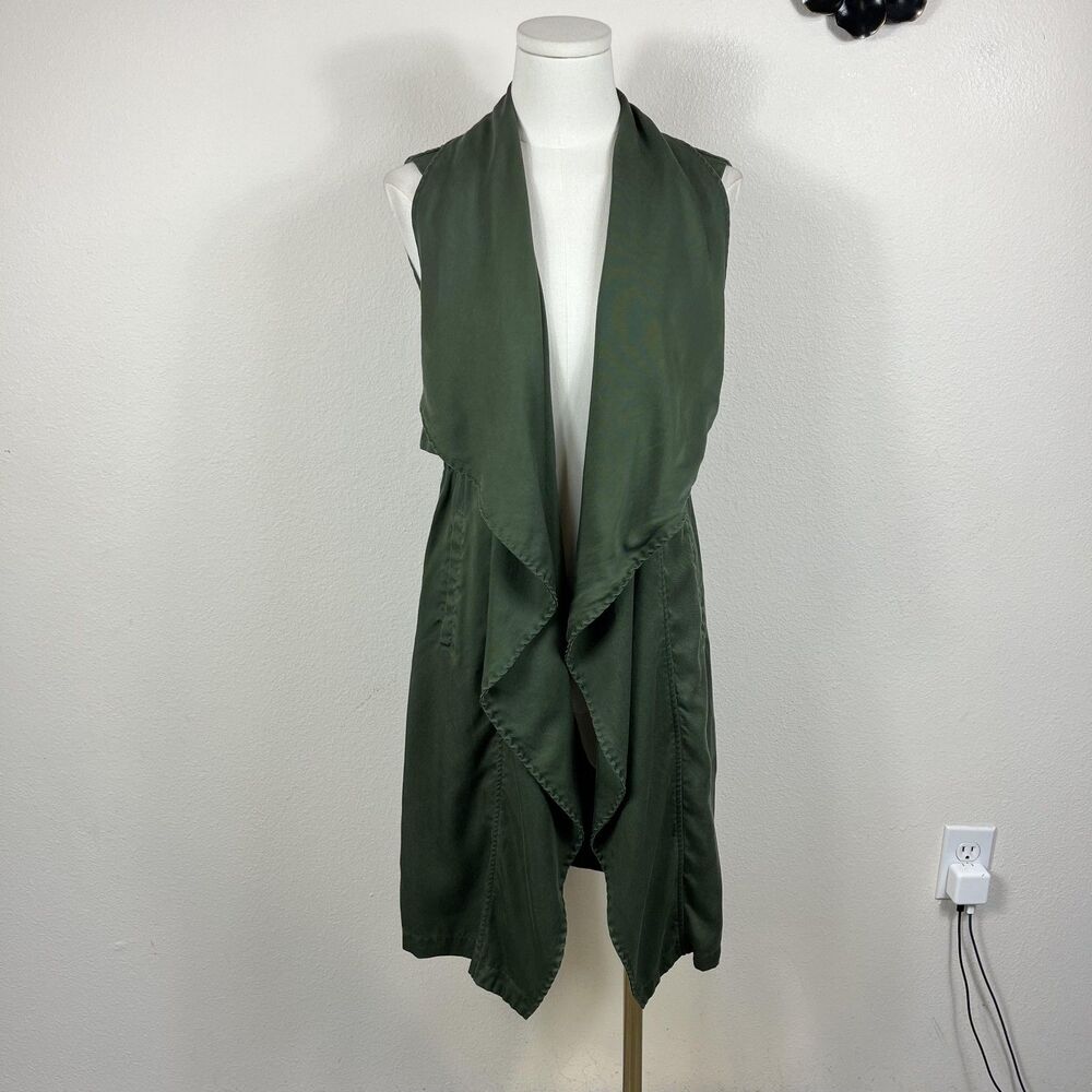 Cupcakes And Cashmere Vest Womens XS Green Open Front Capsule Casual - Picture 1 of 9
